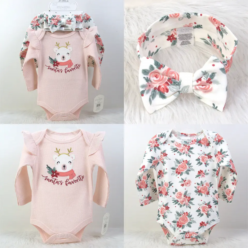 Cute Printed Baby Boy's and Girls' Cotton Clothing 3 pcs Sets Toddlers Long Sleeve Clothes