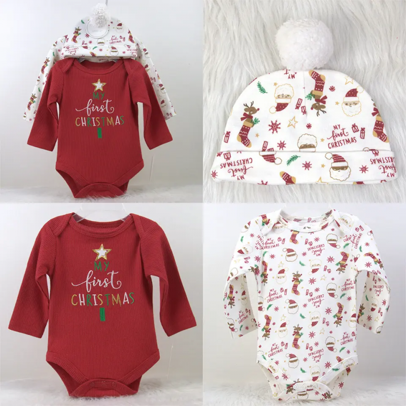 Cute Printed Baby Boy's and Girls' Cotton Clothing 3 pcs Sets Toddlers Long Sleeve Clothes