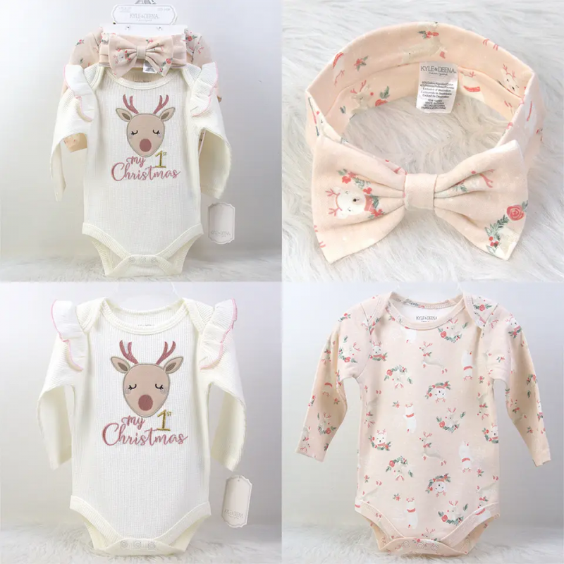 Cute Printed Baby Boy's and Girls' Cotton Clothing 3 pcs Sets Toddlers Long Sleeve Clothes