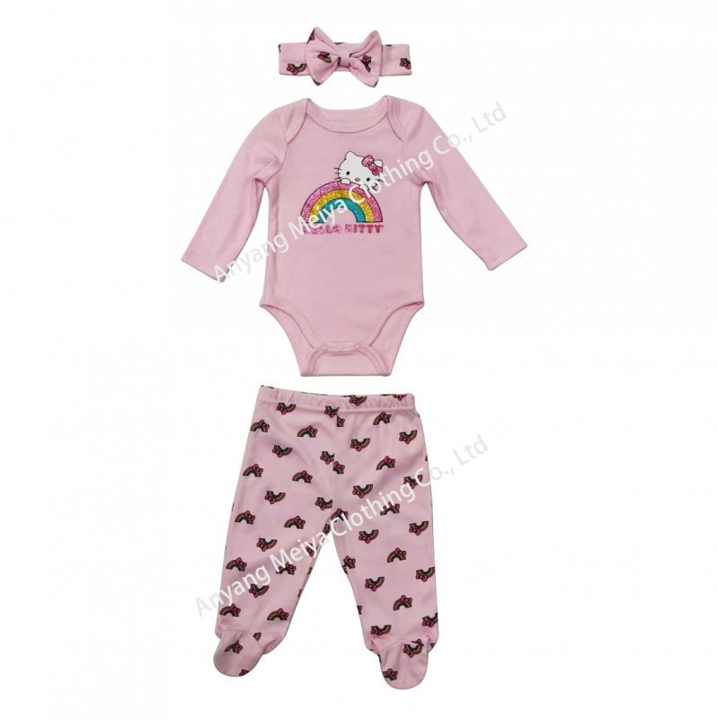 Baby girls 3pc set newborn 3pc set gift set bodysuit pant headband