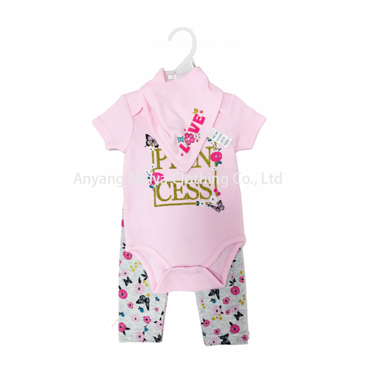 Baby girls 3pc set newborn 3pc set gift set bodysuit pant bandana